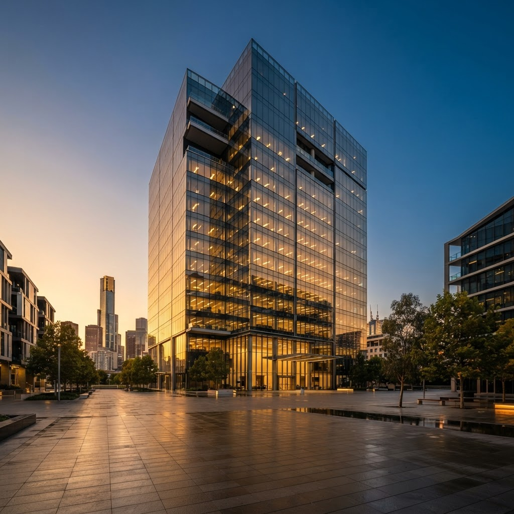 Modern office building exterior representing 24H Recruitment Pty Ltd